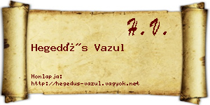 Hegedűs Vazul névjegykártya